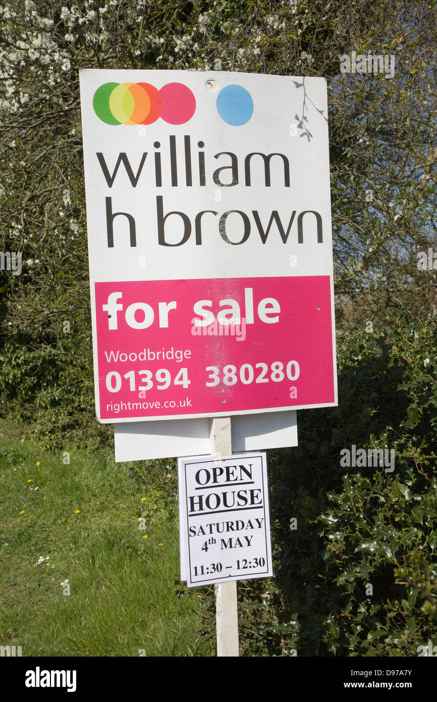 William Brown estate agent for sale sign advertising an open house