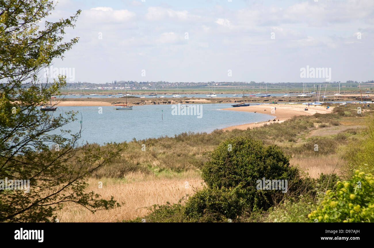 View over River Blackwater estuary, West Mersea, Mersea Island, Essex, England Stock Photo