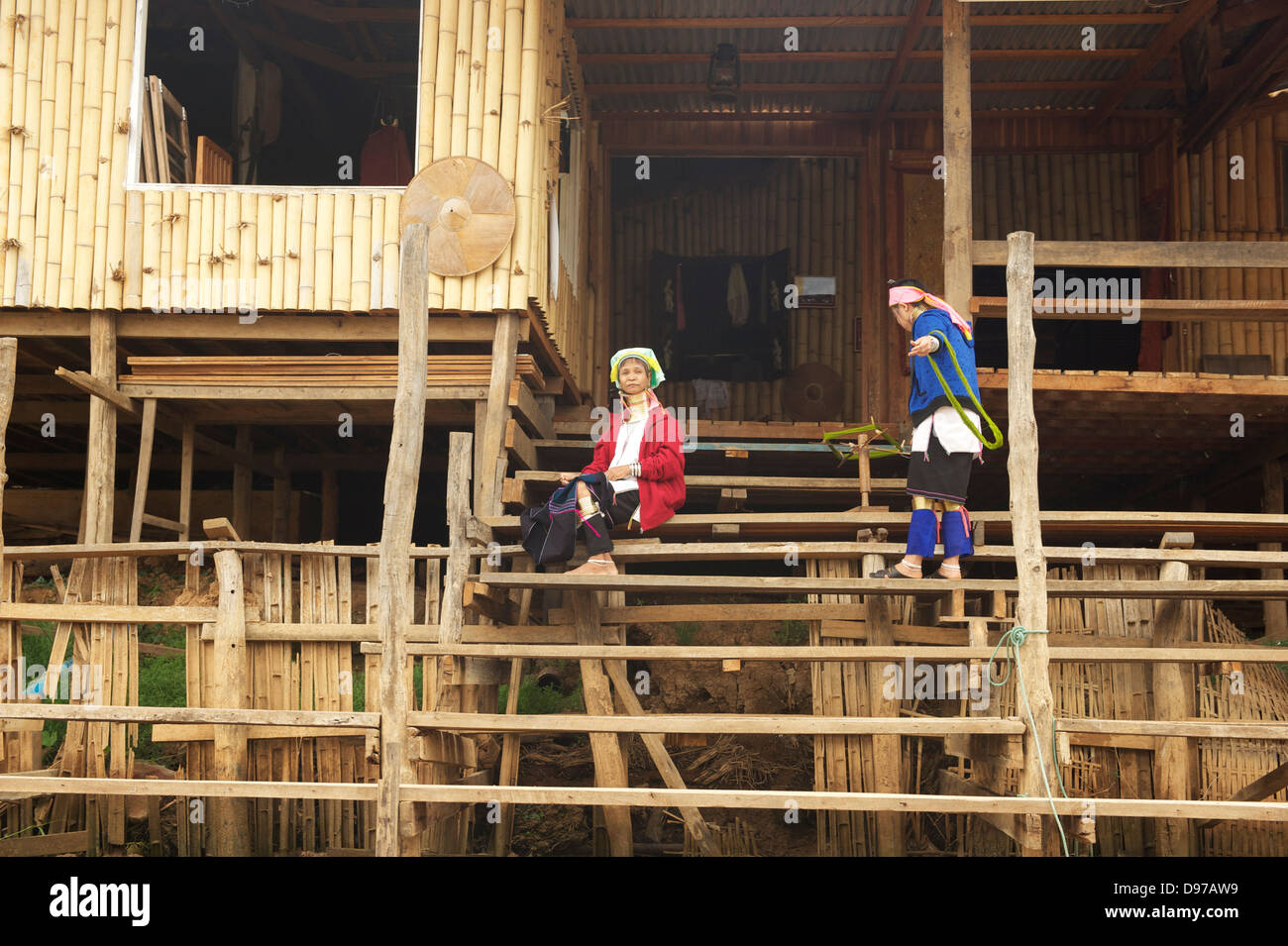 Kayan ,Padaung long neck tribe living in Inle Lake Burma Stock Photo