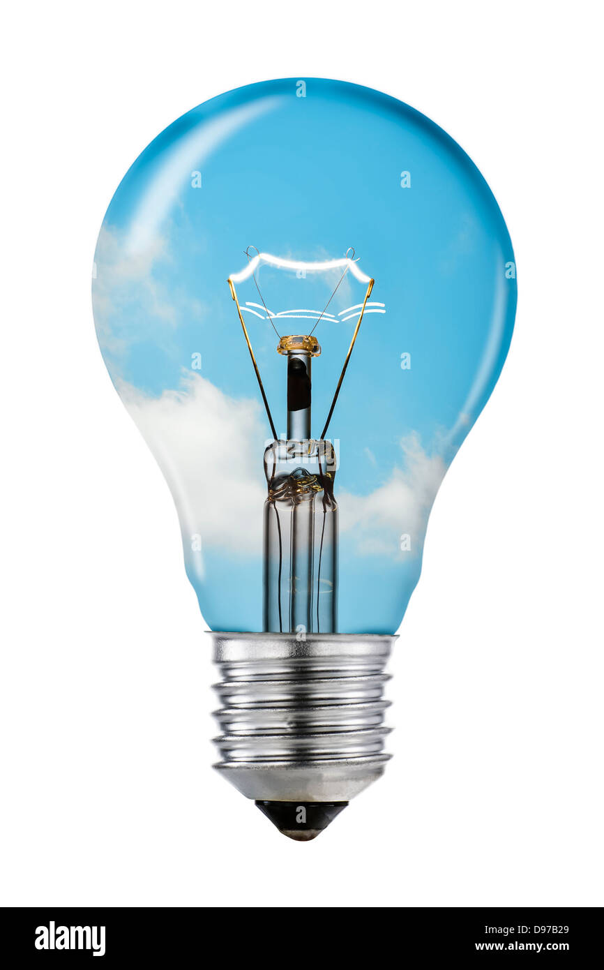 Blue Sky Thinking Light Bulb with Clipping Path Stock Photo Alamy
