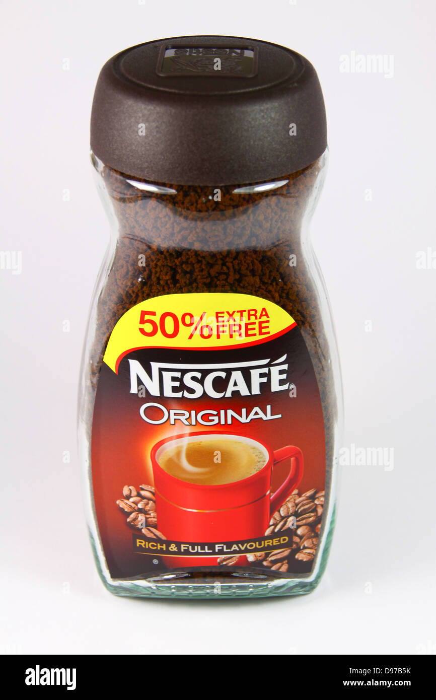 Jar of Nescafe instant coffee granules Stock Photo - Alamy