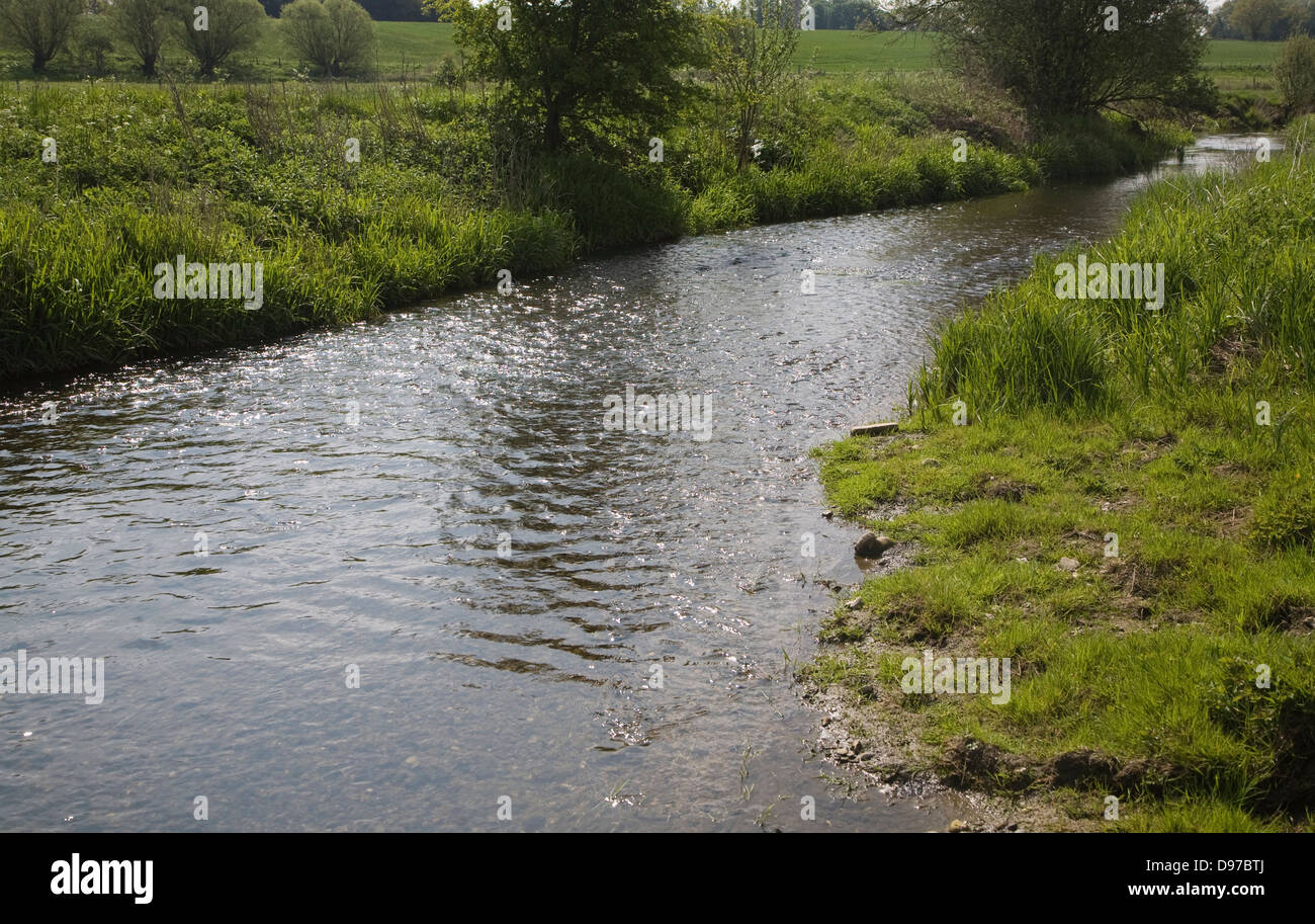 River Deben meandering in its flood plain, Rendlesham, Suffolk, England Stock Photo