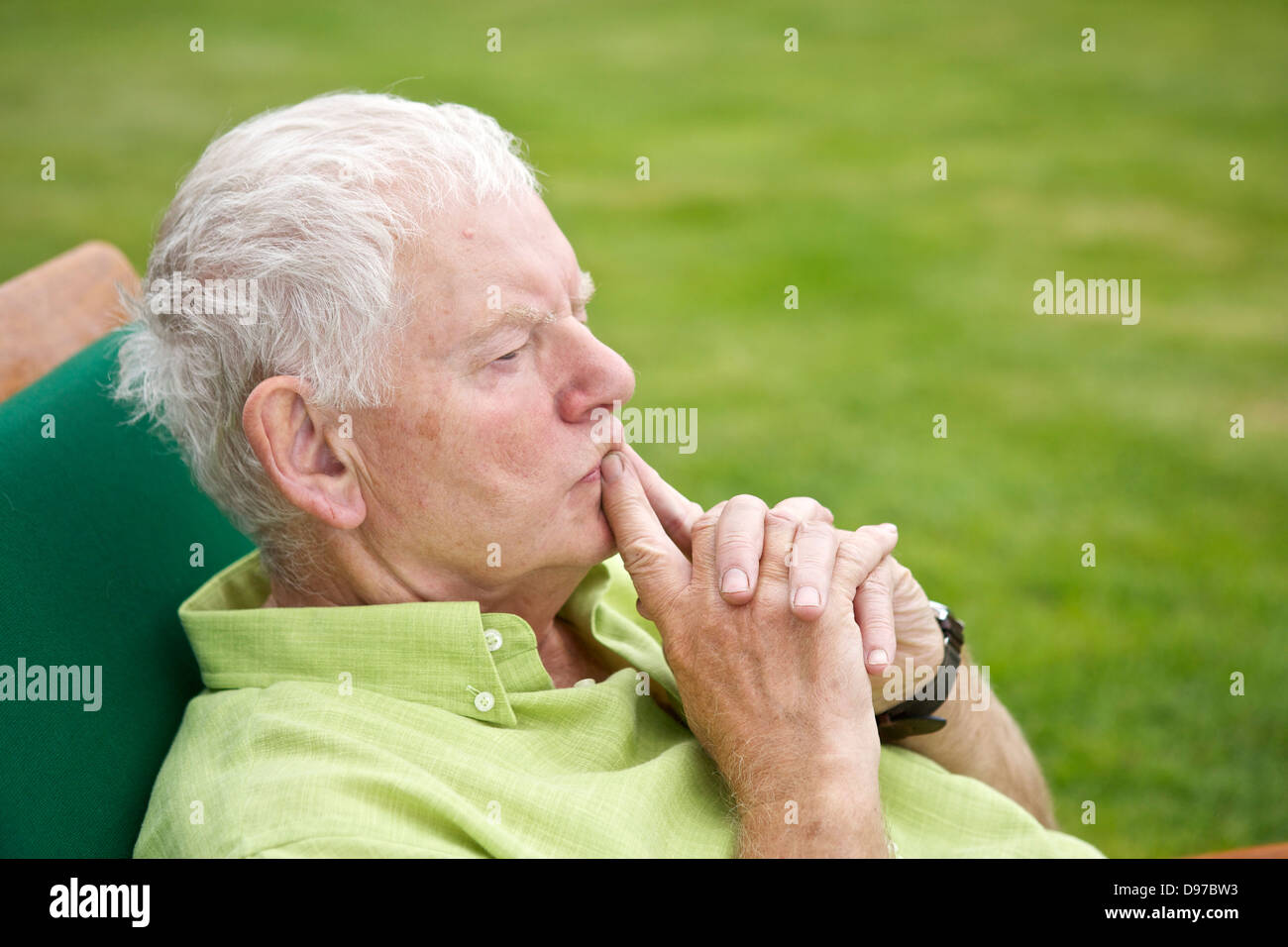 Seventies Man Active Retirement Lifestyle Contemplation Stock Photo
