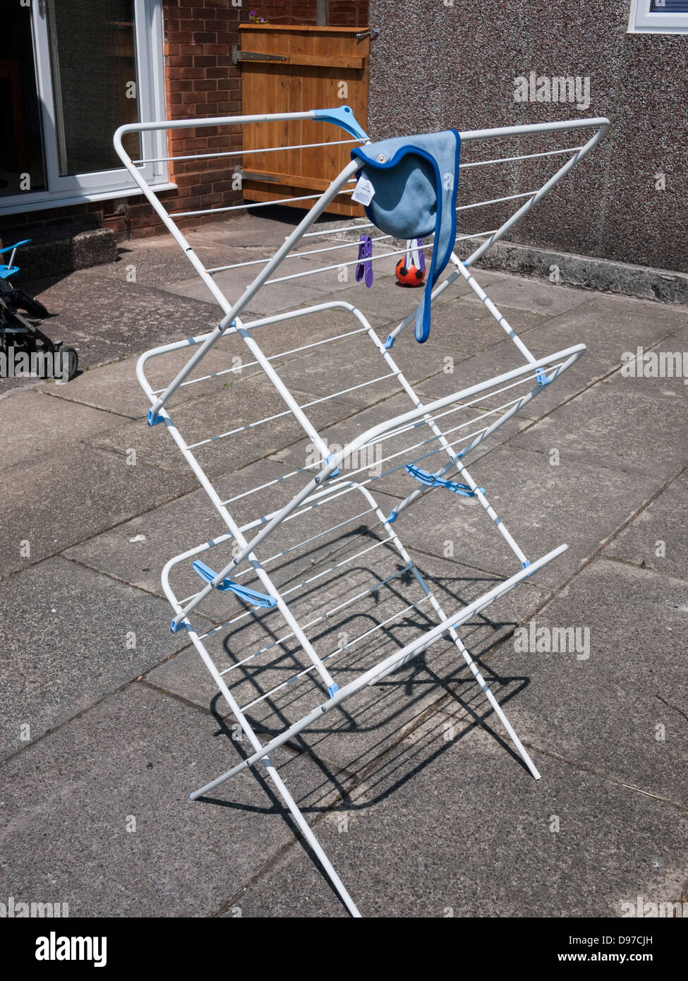 Clothes - Horse frame for airing washing, UK. Stock Photo