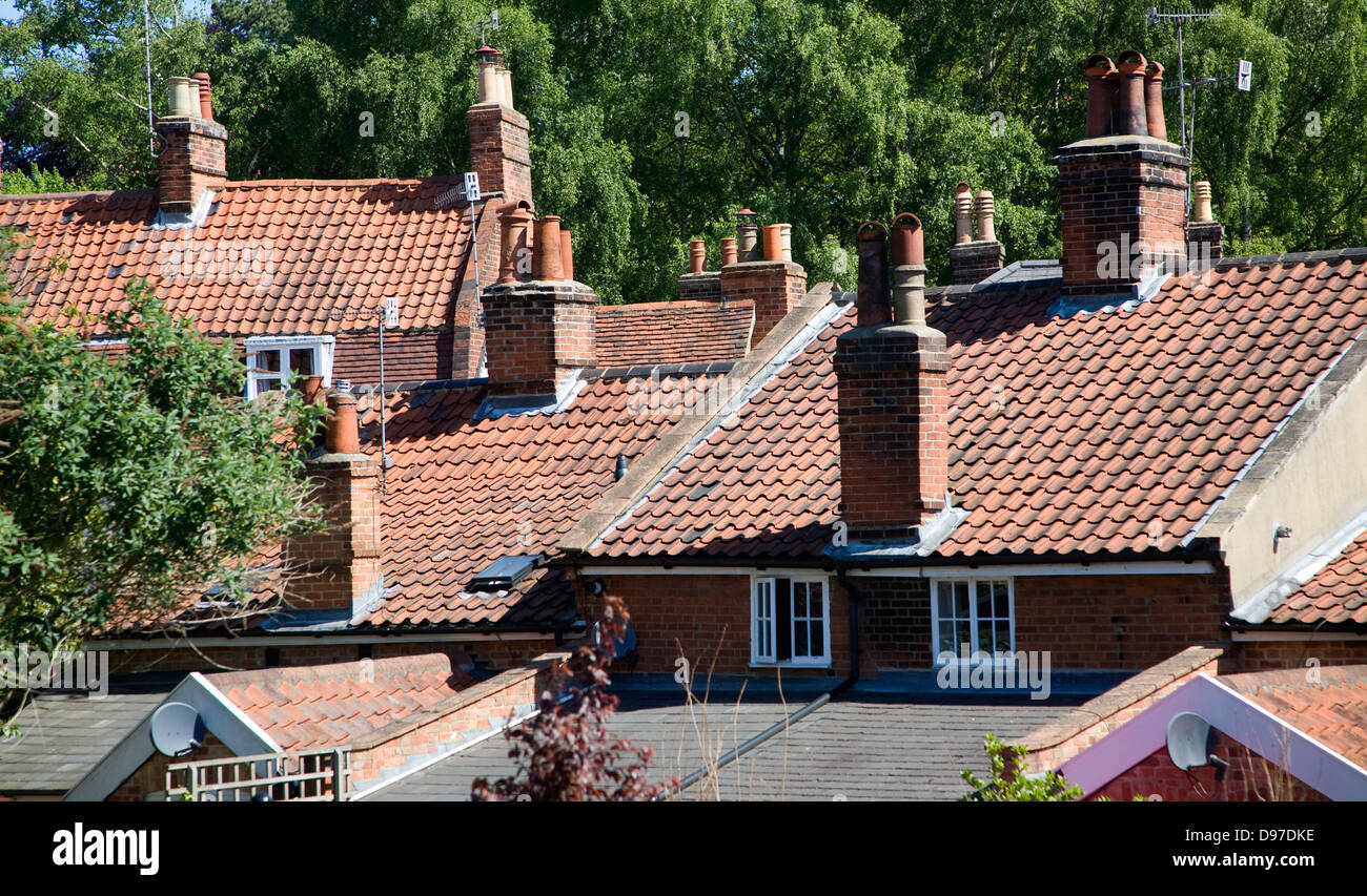 Rooftops and chimneys housing Woodbridge,Suffolk, England Stock Photo