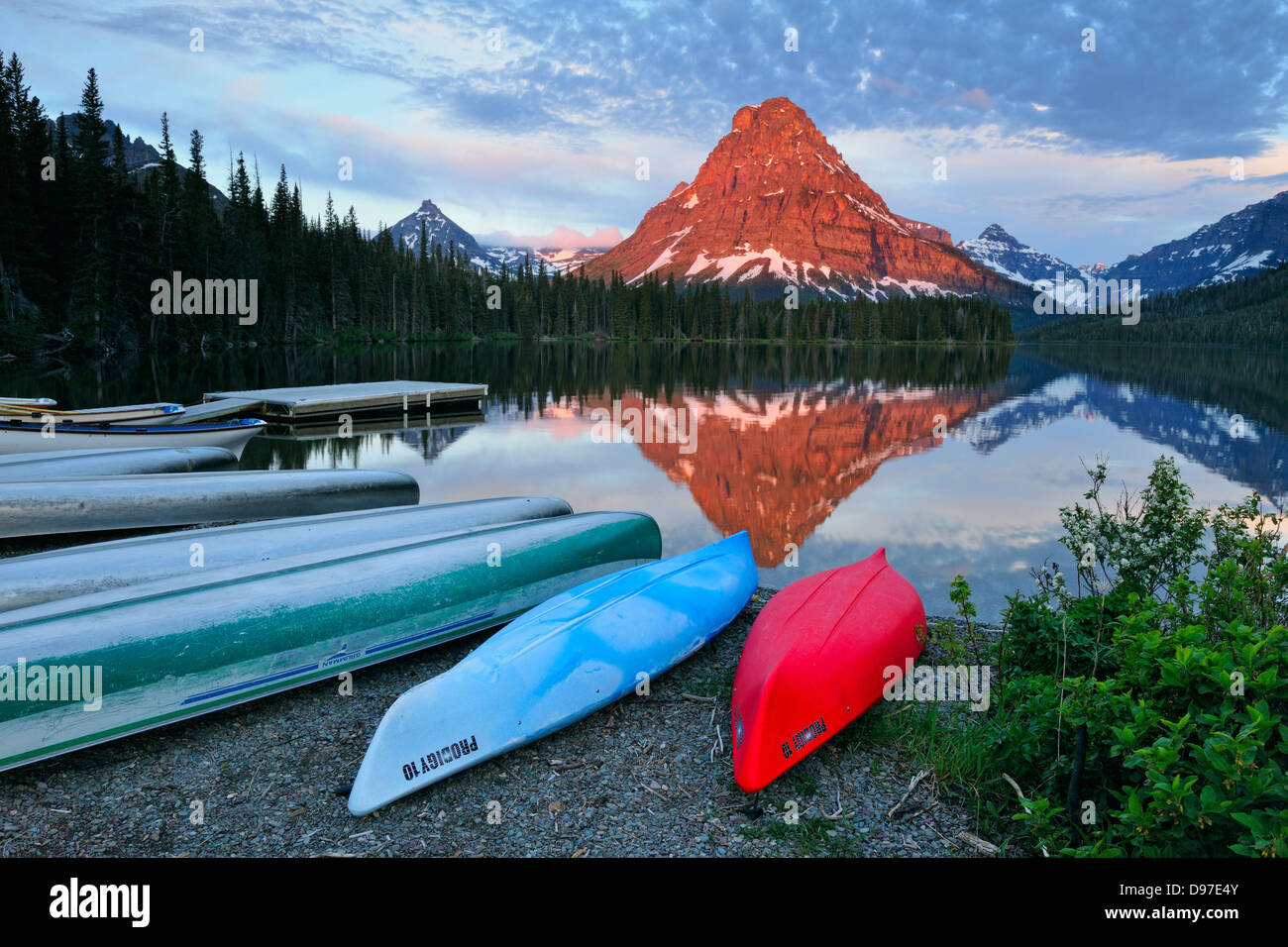 Sinapah Mountain reflected in Two Medicine Lake at dawn Glacier National Park Two Medicine