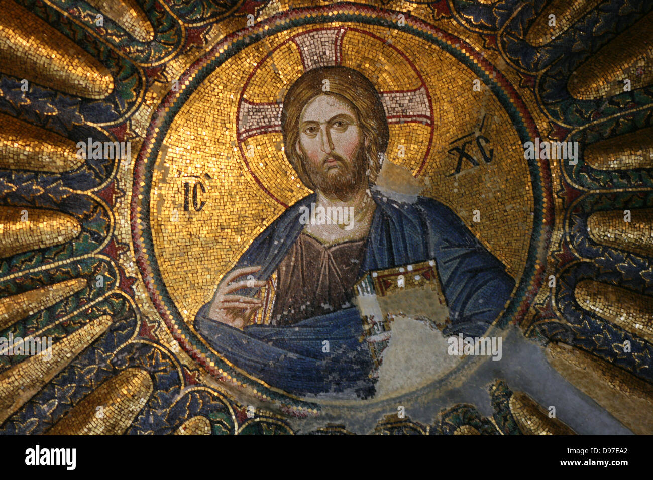 Mosaic of Christ Pantocrator in Chora (Kariye) Museum in Istanbul,Turkey Stock Photo