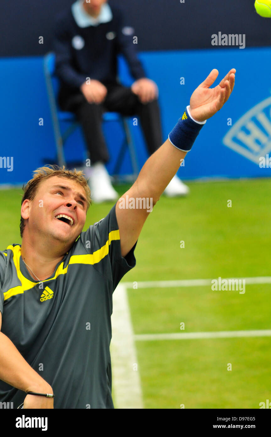 Marcin Matkowski (Poland) in a doubles match at Queen's Club, 2013
