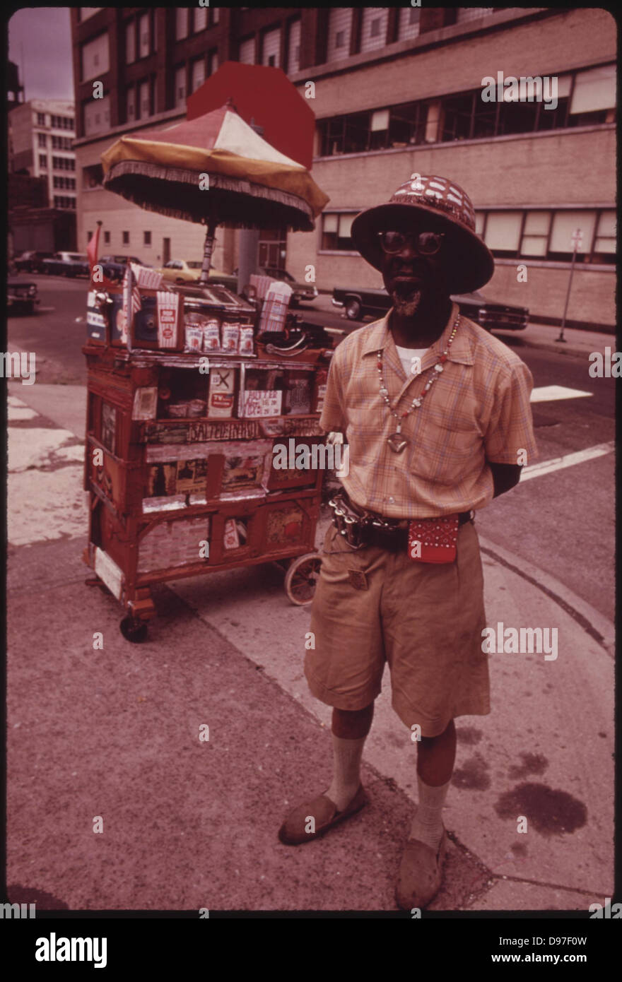Price Allen, The Peanut Man, Who Sells His Product And Talks About The Bible To Customers On Chicago's South Side, 07/1973 Stock Photo