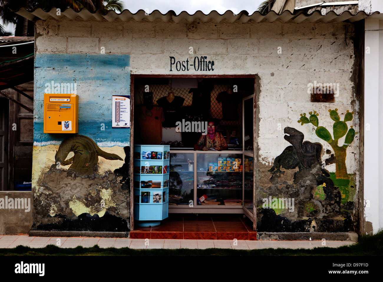 The post office in one of the few inhabited towns of Puerto Villamil, Isabella Island, Galapagos. Stock Photo