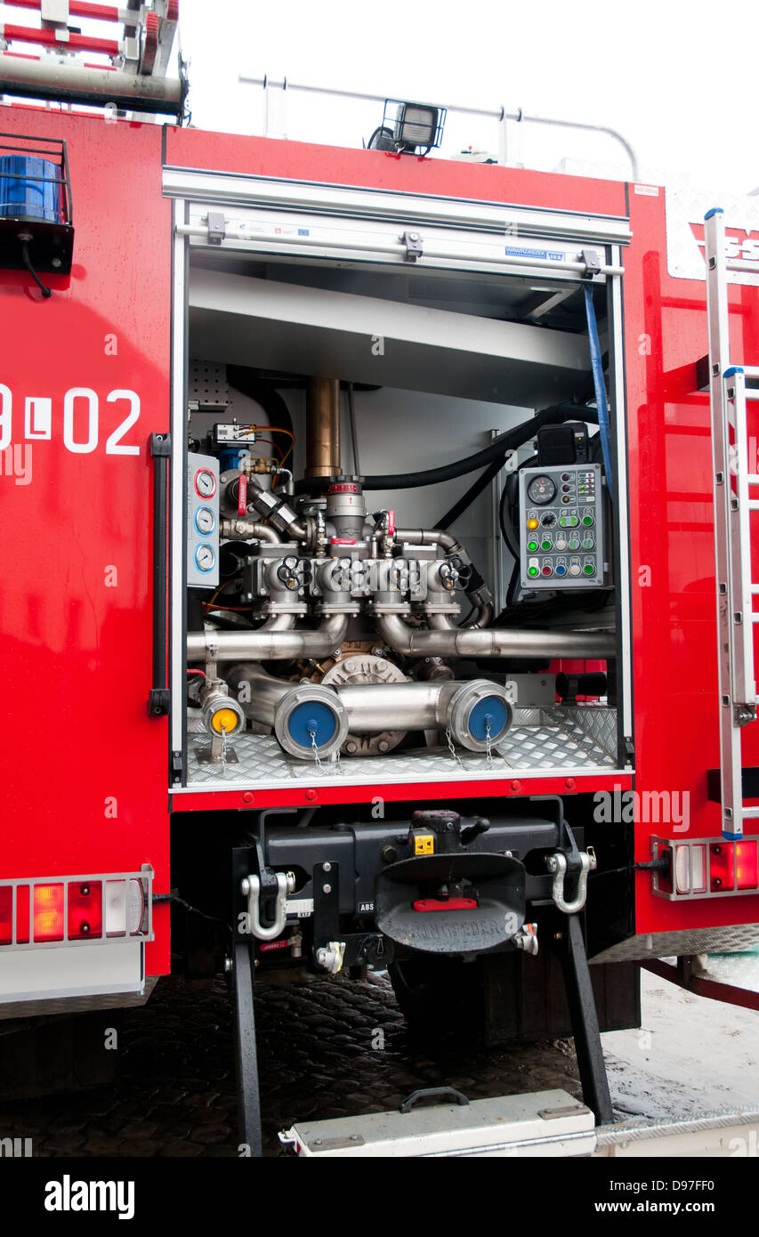 fire truck interior on backside Stock Photo