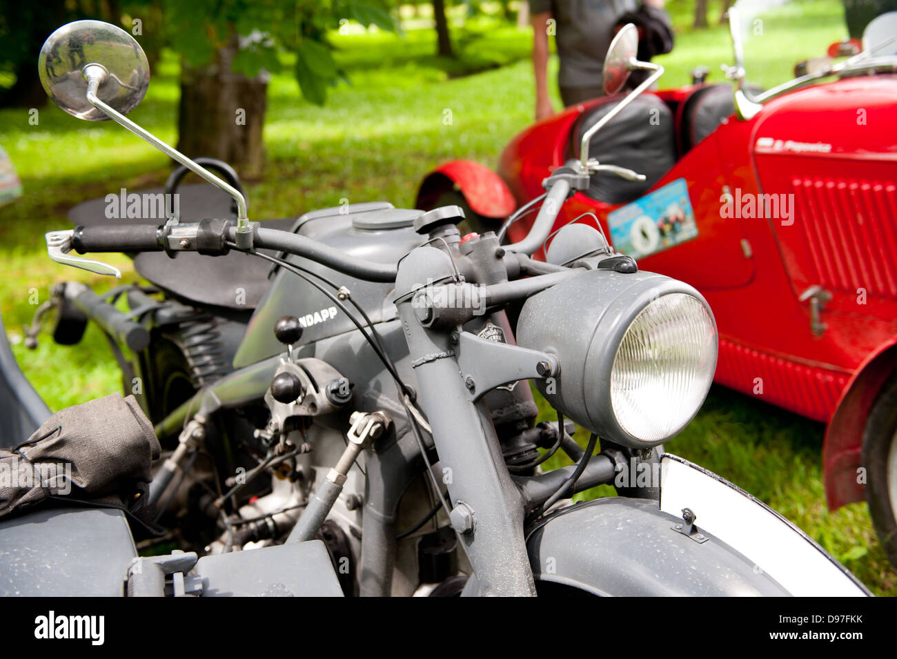 steering wheel of Zundapp vintage motorcycle Stock Photo