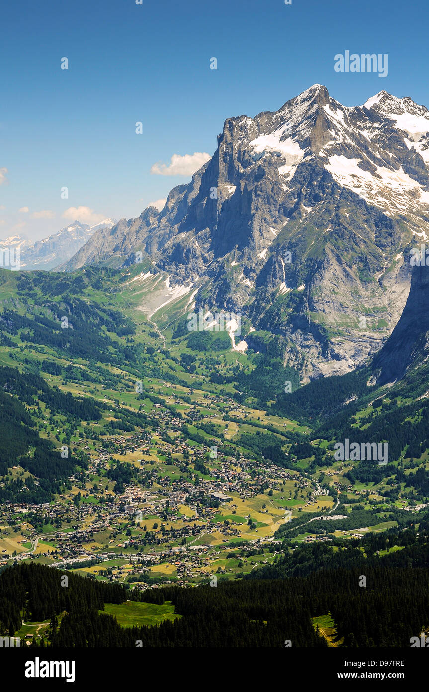View of a valley in the Swiss alps near Wengen Stock Photo - Alamy