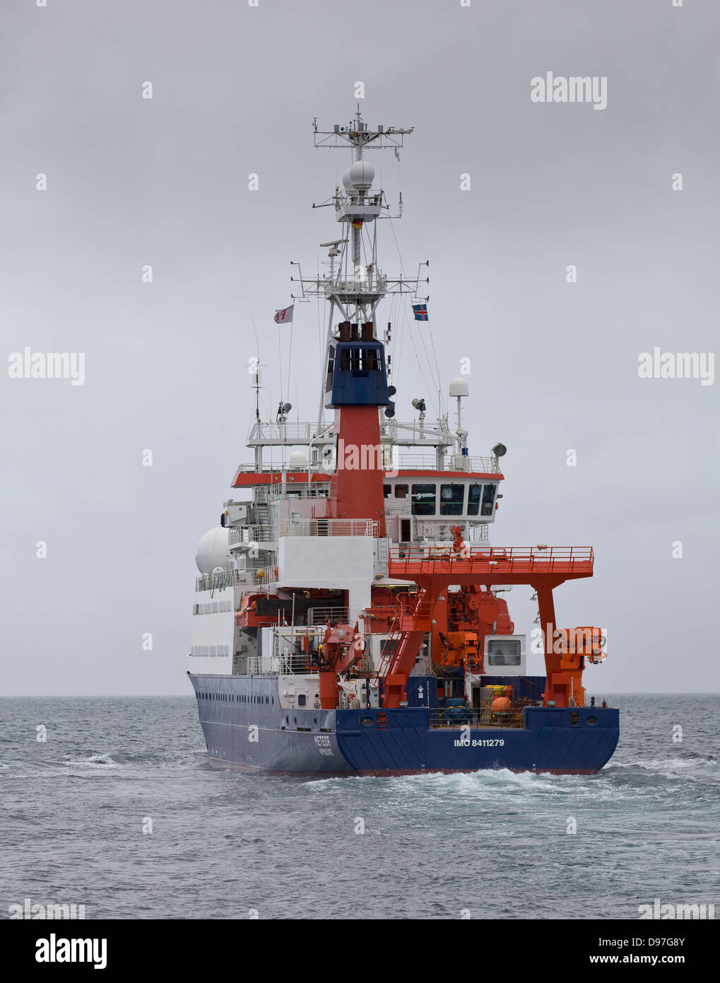 Research Ship, North Atlantic Ocean, Iceland Stock Photo