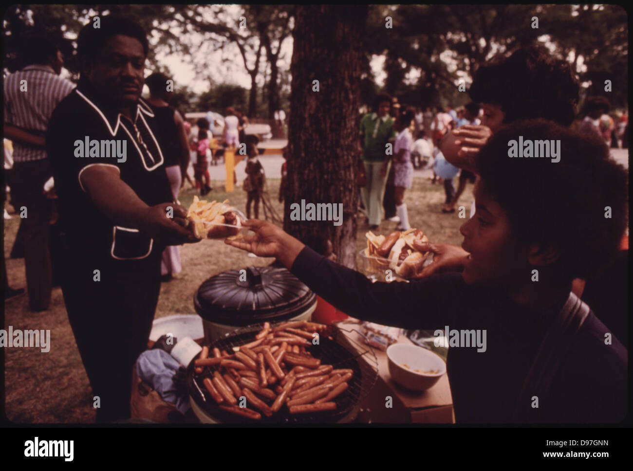 Washington Park On Chicago's South Side Where Many Black Families Enjoy Picnicking During The Summer, 07/1973 Stock Photo