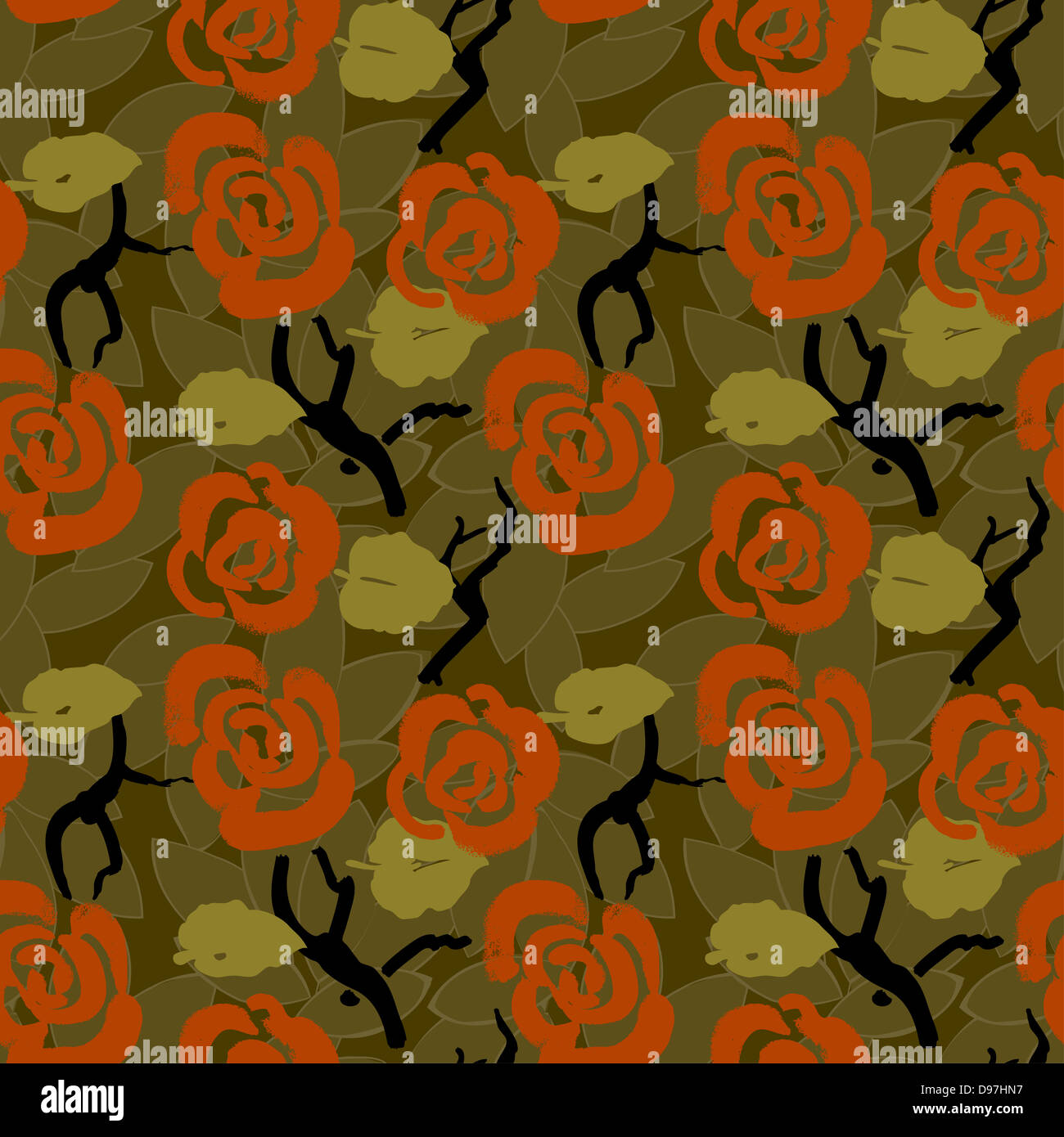 Floral seamless pattern background with roses and leaves Stock Photo ...