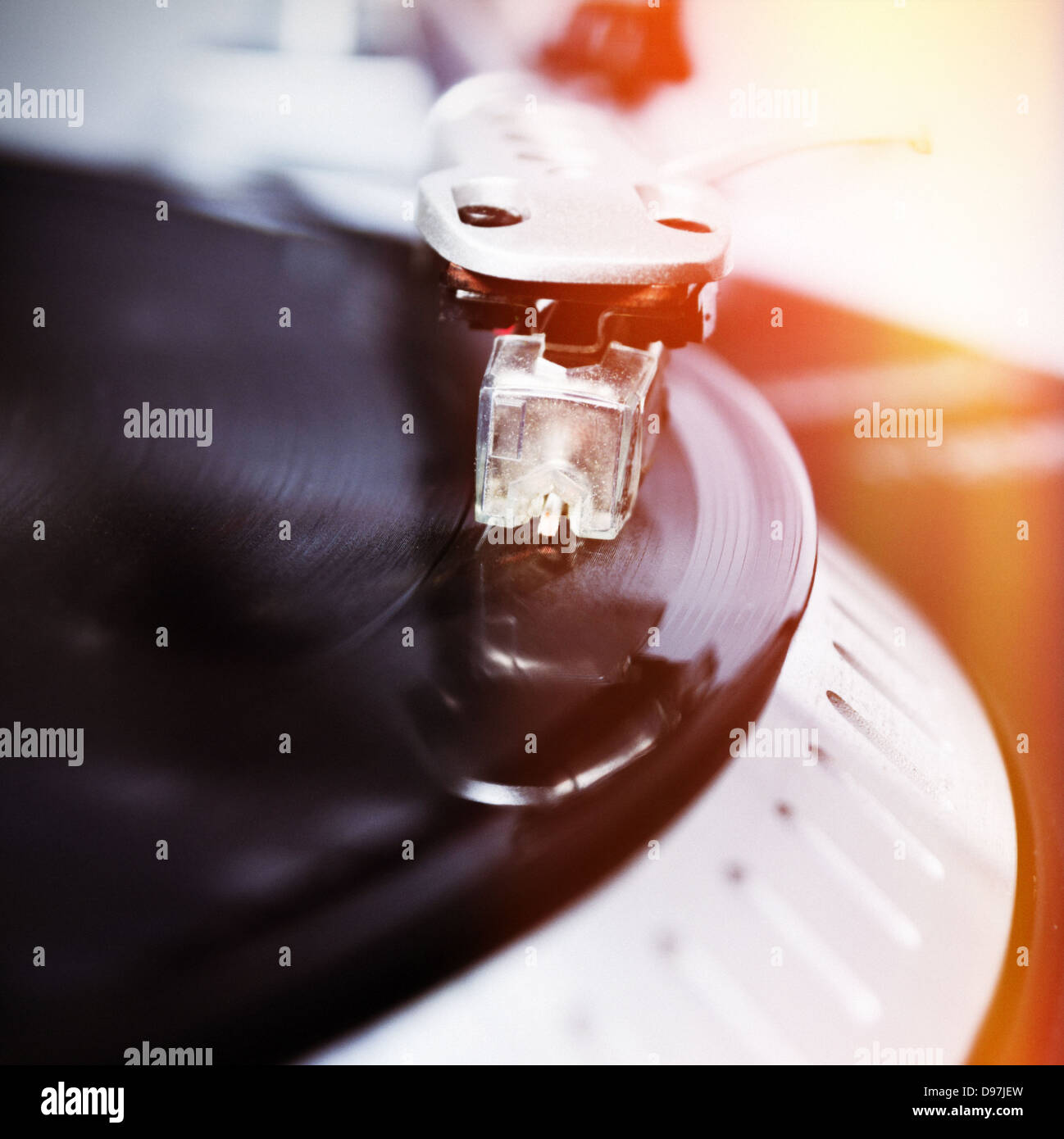 Professional sound equipment for a disc jockey. Turntable vinyl record