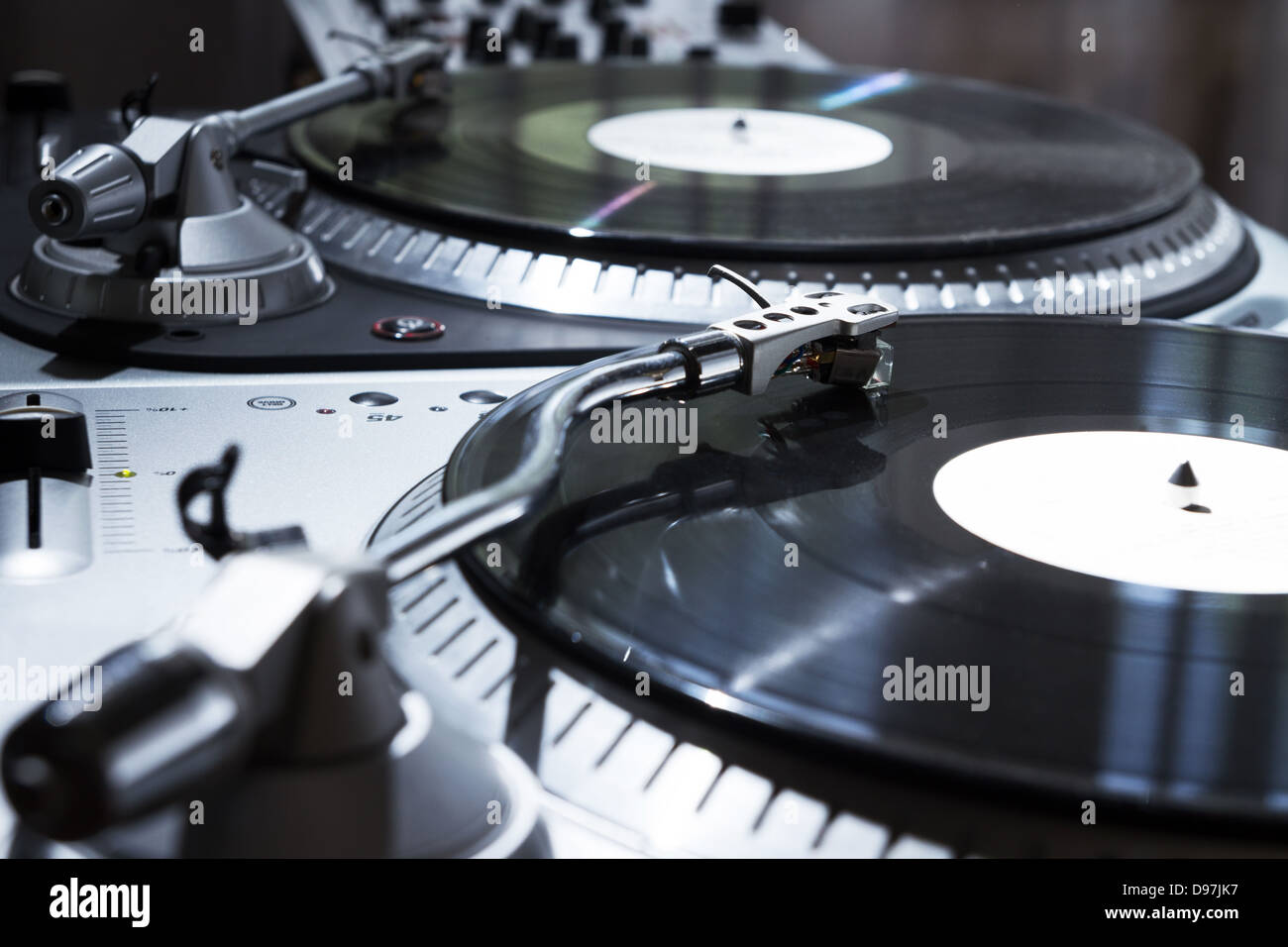 Professional sound equipment for a disc jockey. Turntable vinyl record