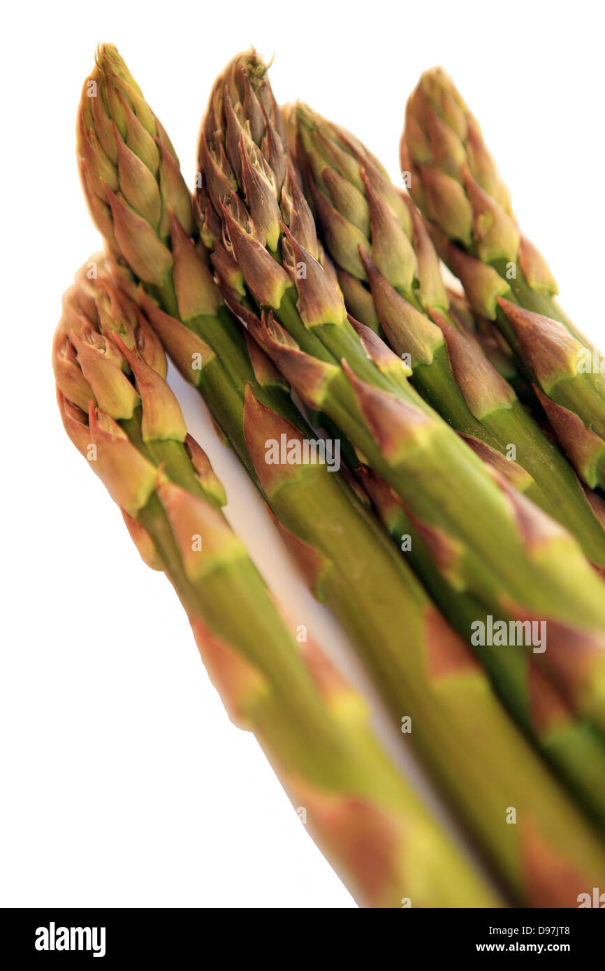 Asparagus tips cut out on a white background Stock Photo Alamy