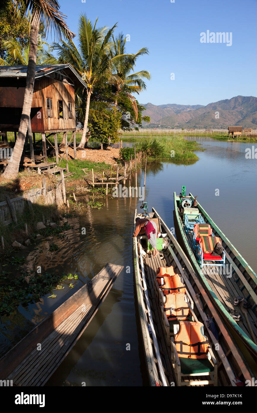 View of Lake Inle from Nga Phe Kyaung jumping cat monastery, Myanmar 2 Stock Photo