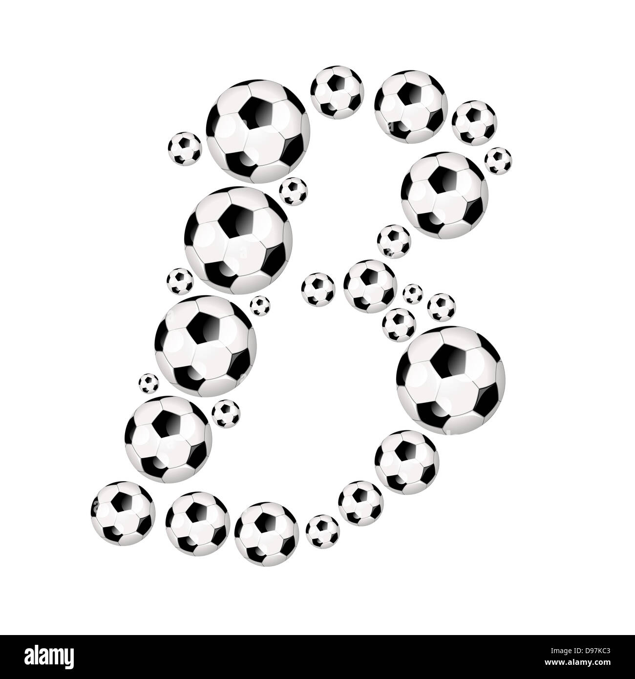 Soccer alphabet capital letter B illustration icon with soccer or footballs Stock Photo