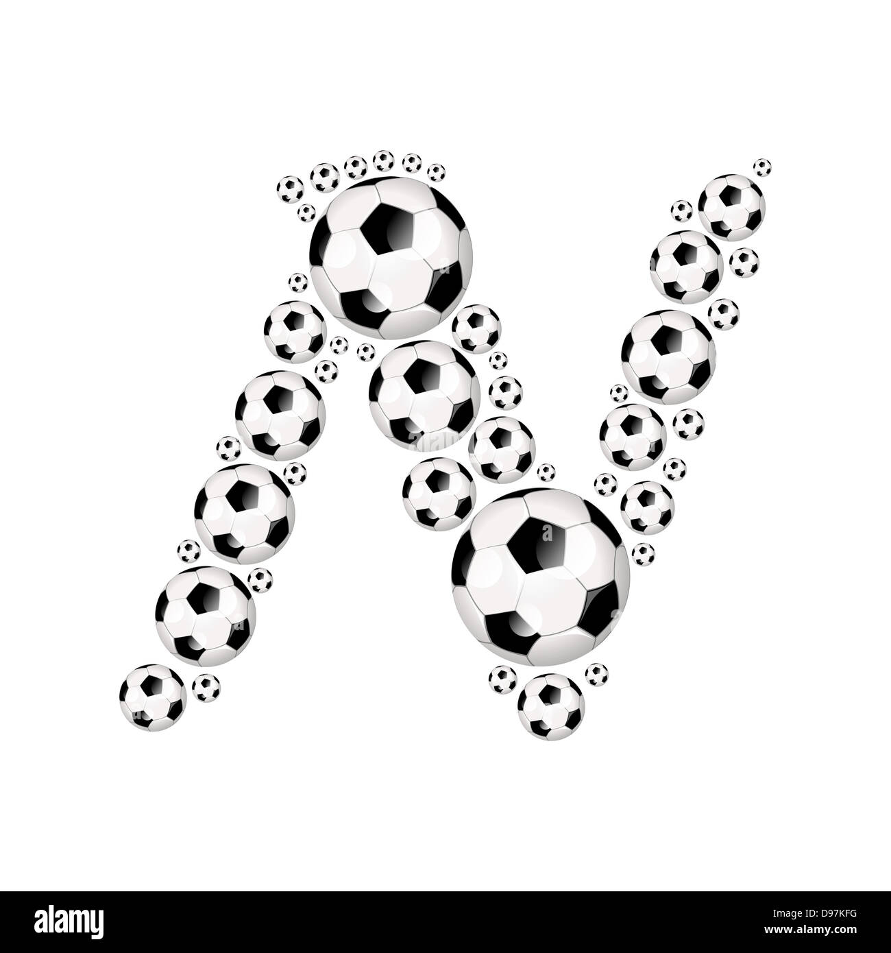 Soccer alphabet capital letter N illustration icon with soccer or footballs Stock Photo