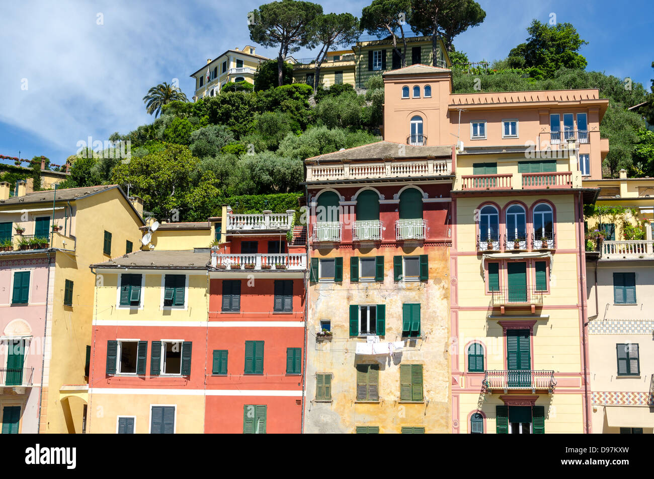 houses in the Portofino village in Liguria in Genoa Stock Photo Alamy