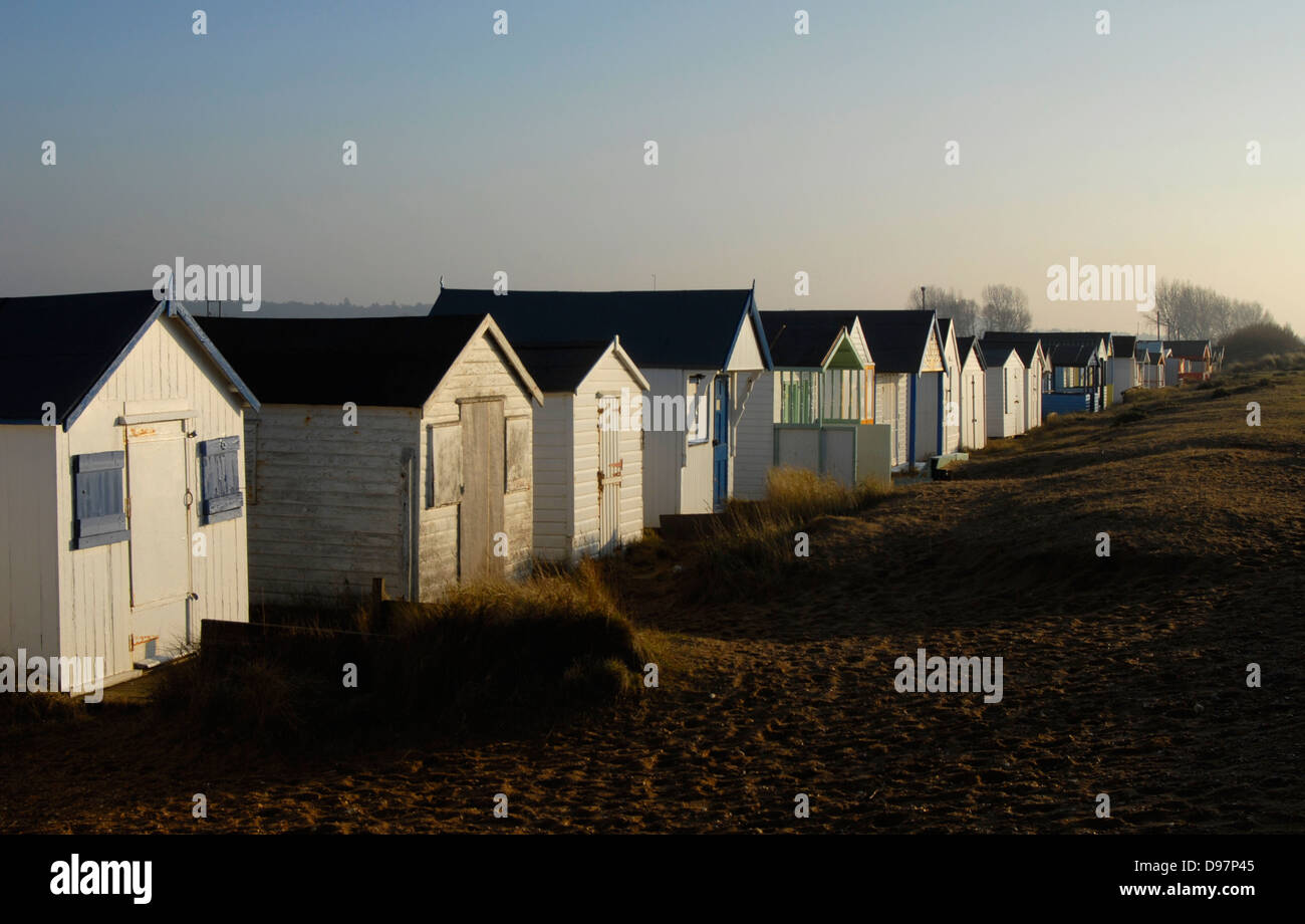 Beach huts along the seafront at Heacham, near Hunstanton on the