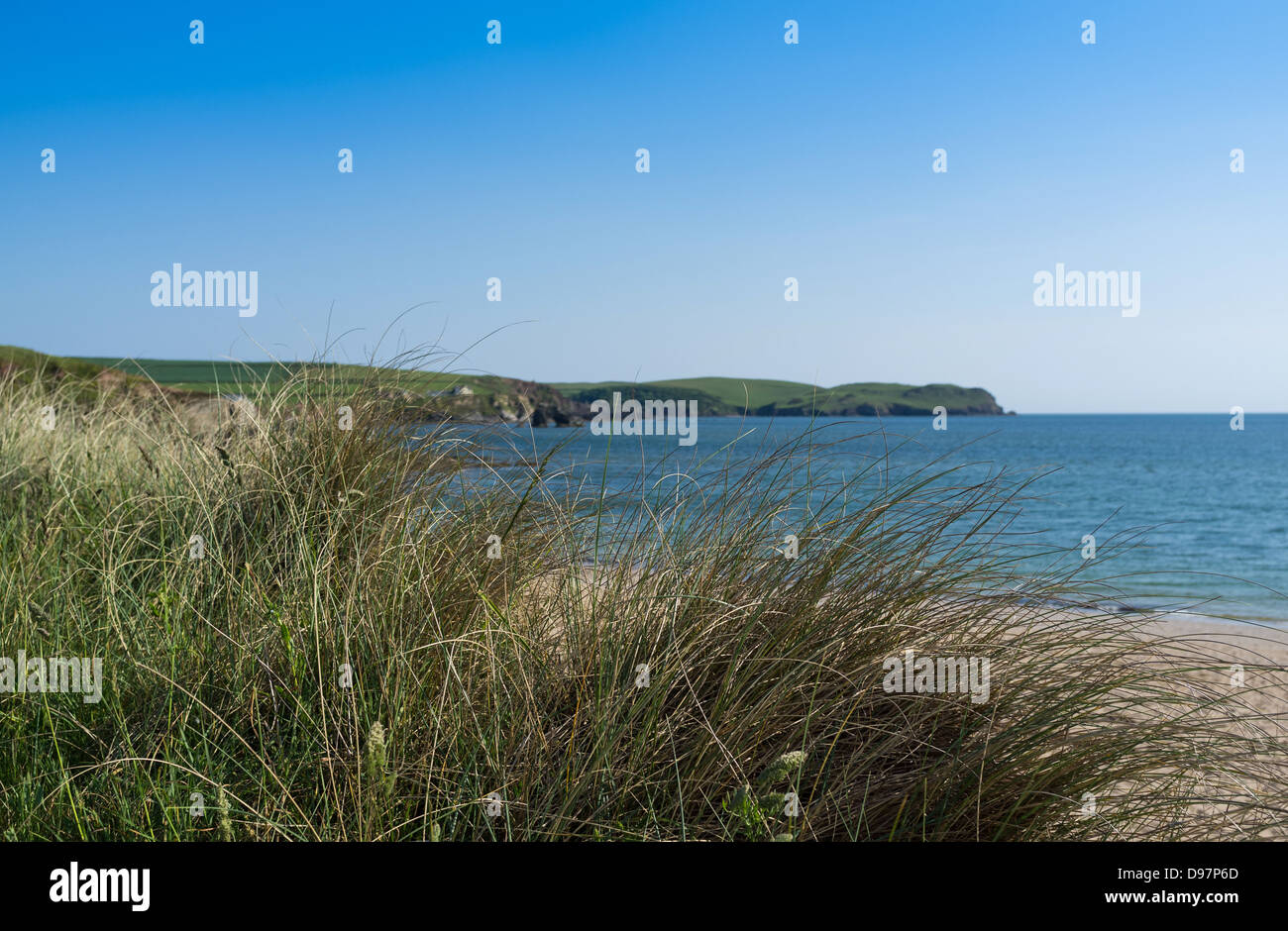Thurlestone, Devon, UK. June 3rd 2013. View of the sea and cliffs at Thurlestone. Stock Photo
