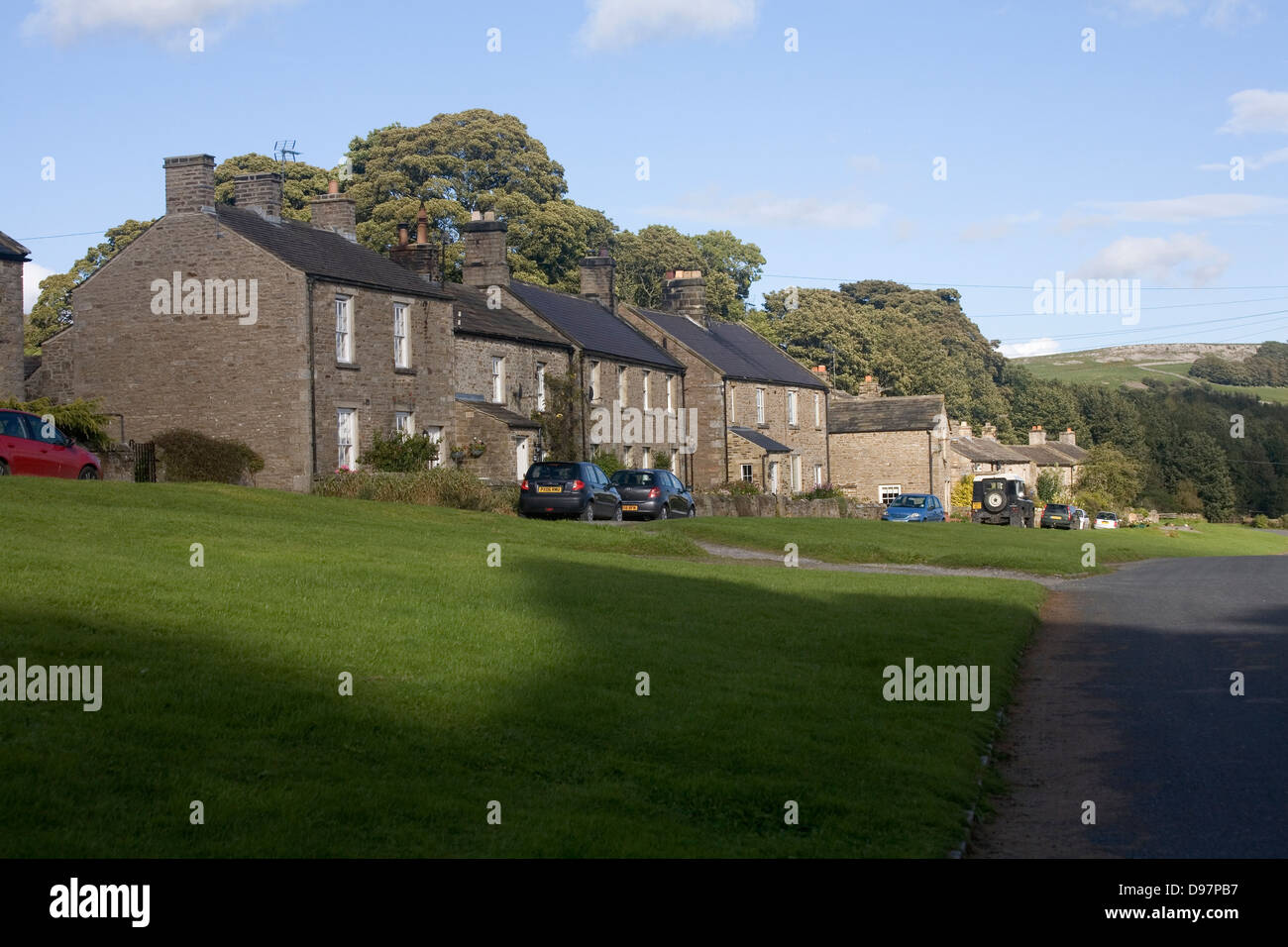 Houses the village of Bolton Castle Wensleydale Yorkshire Dales England