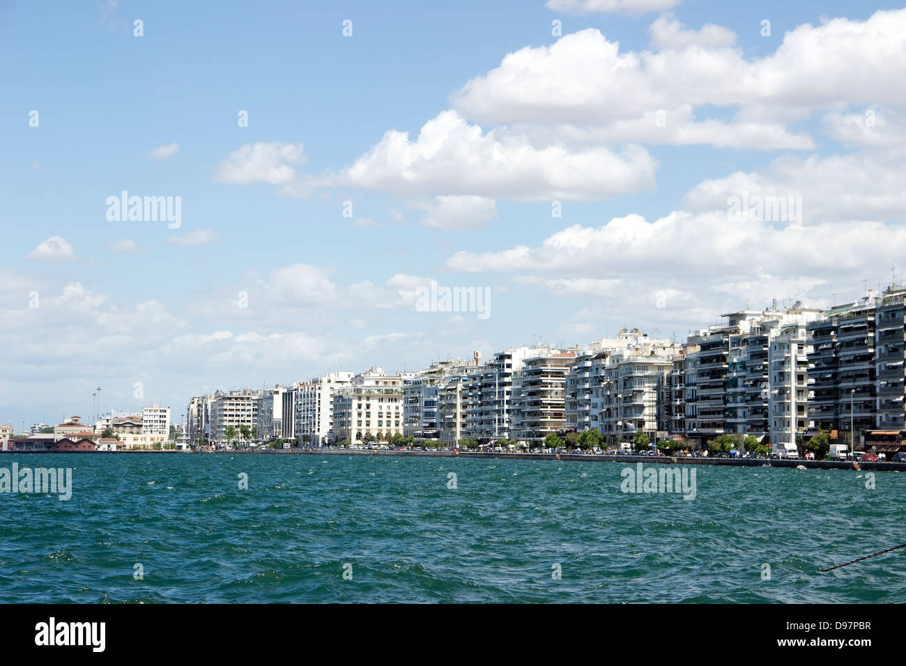 View from the sea on Thessaloniki City Stock Photo