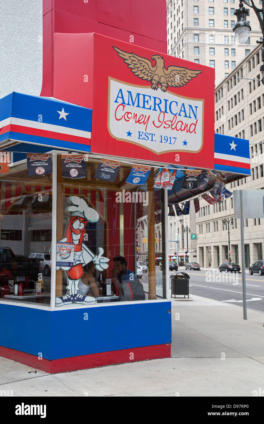 Detroit, Michigan - The American Coney Island restaurant, an institution in downtown Detroit since 1917. Stock Photo