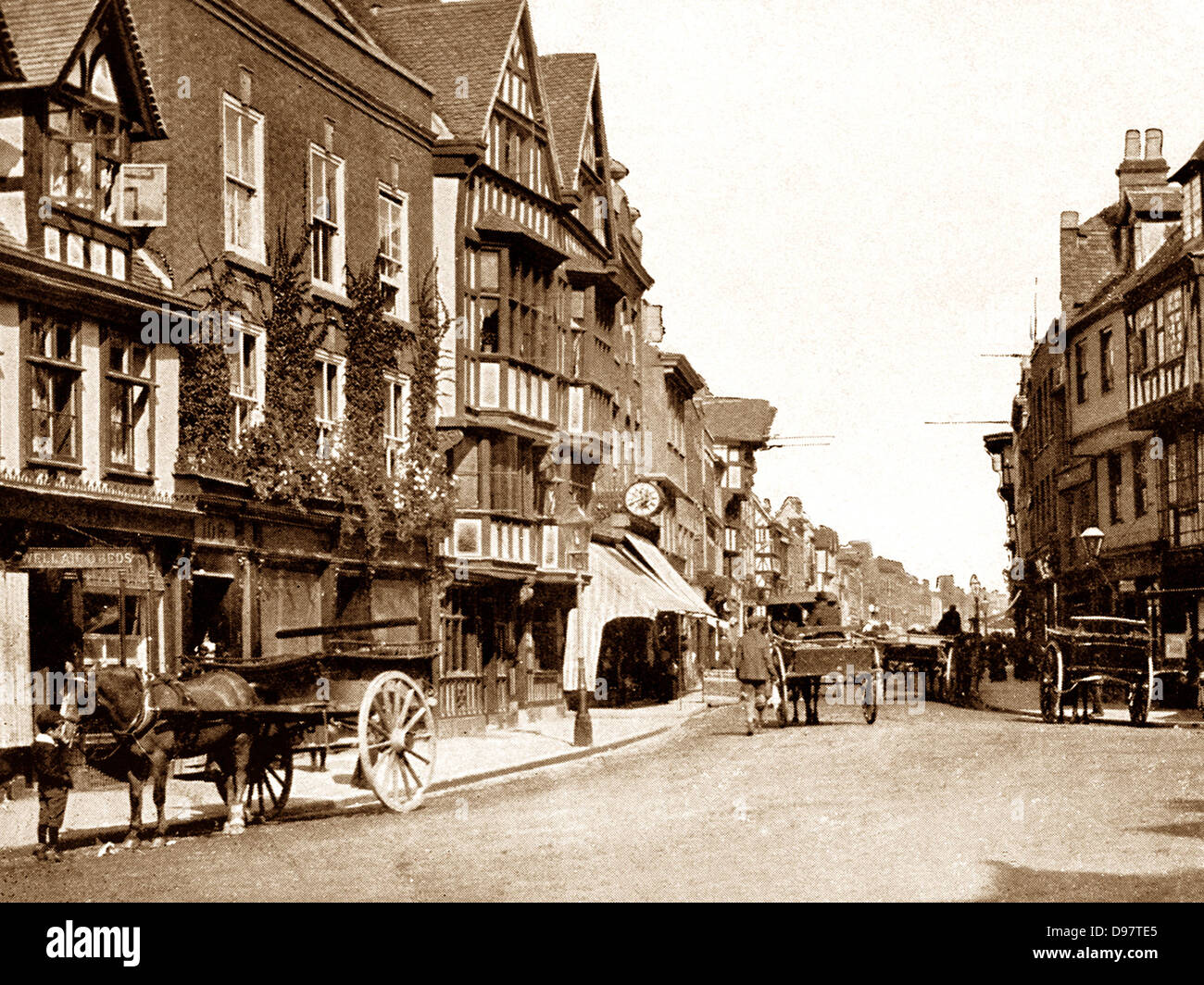 Tewkesbury High Street early 1900s Stock Photo Alamy