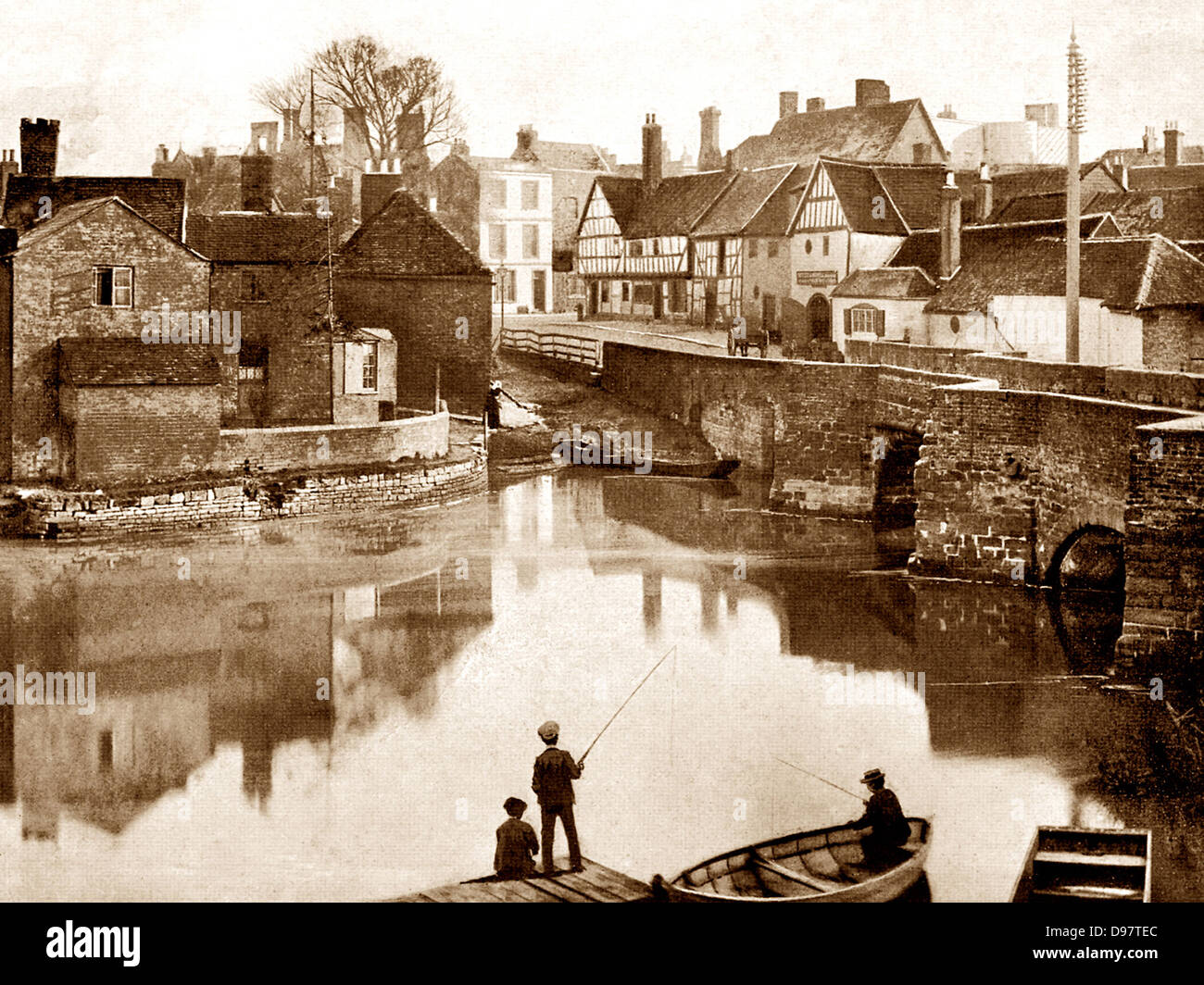 Tewkesbury King John's Bridge early 1900s Stock Photo