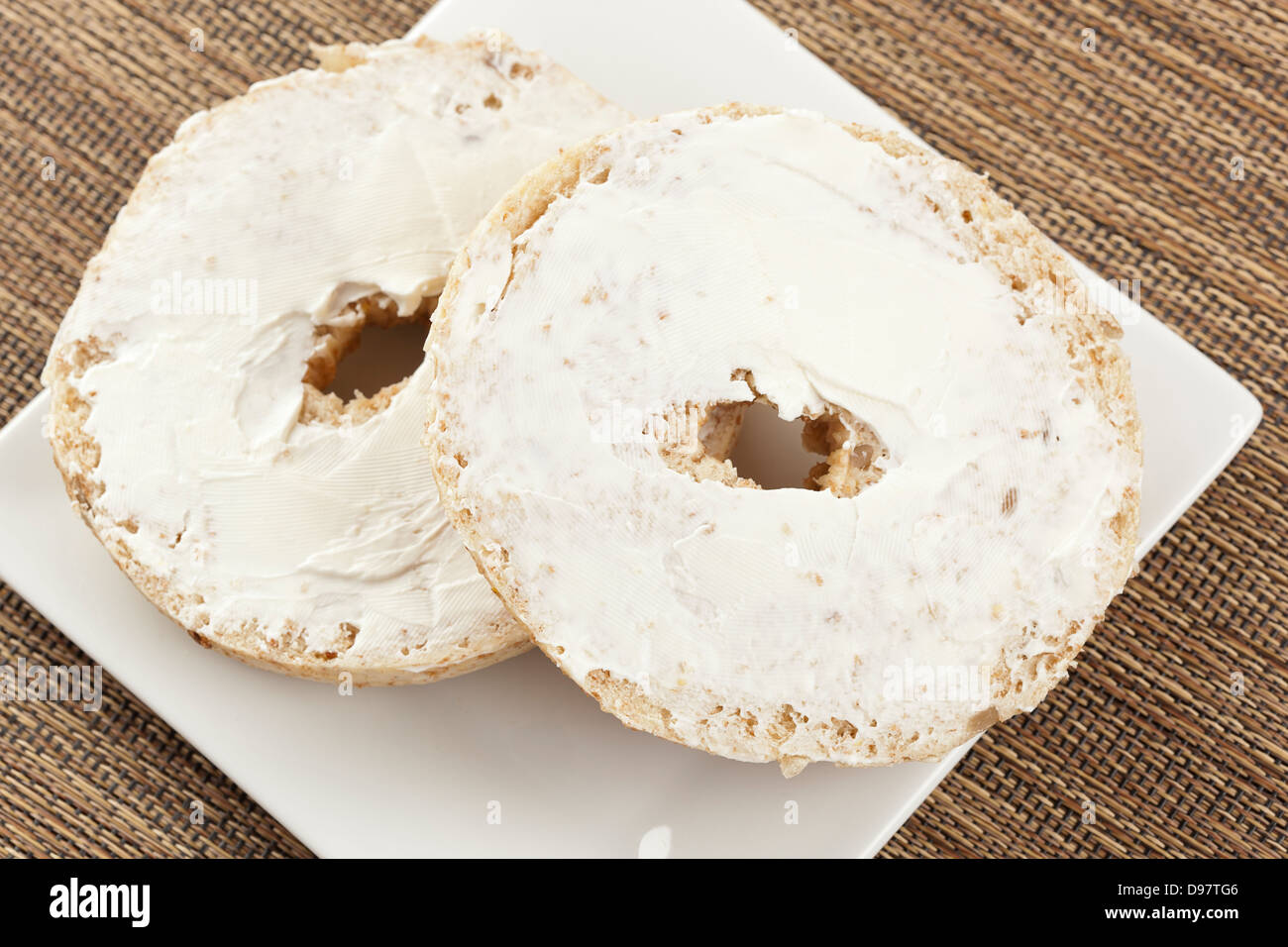 Homemade Fresh Whole Grain Bagel with cream cheese Stock Photo Alamy