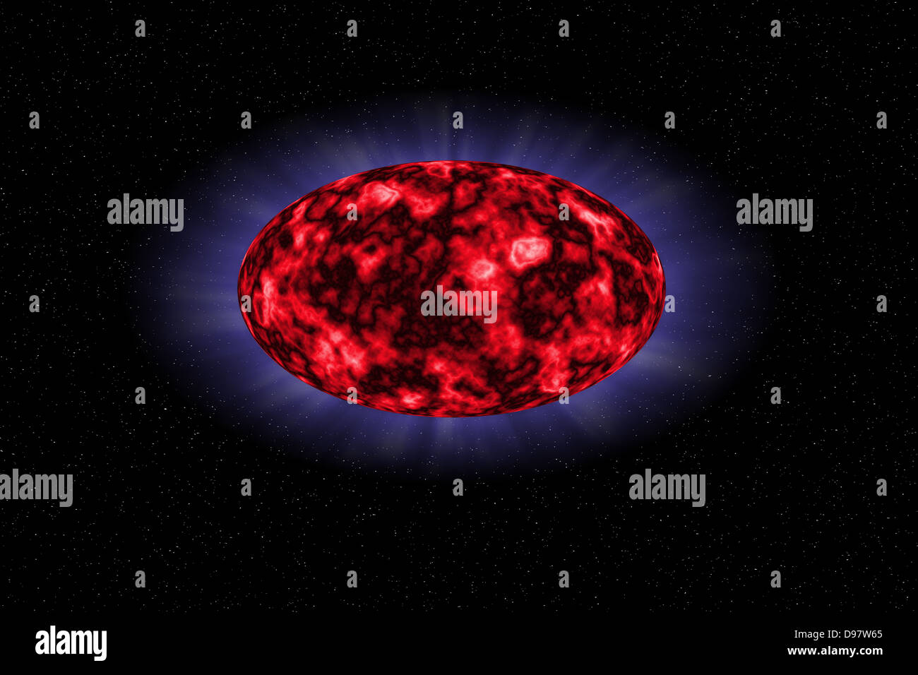 Red ellipse on the black background of space Stock Photo