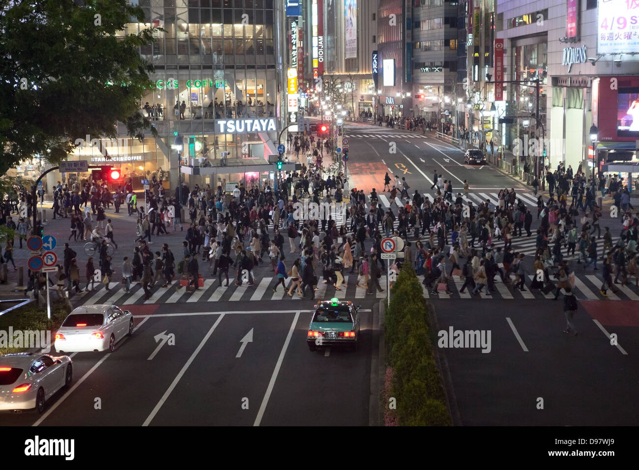Shibuya Crossing is famous place for scramble crossing in Tokyo city ...