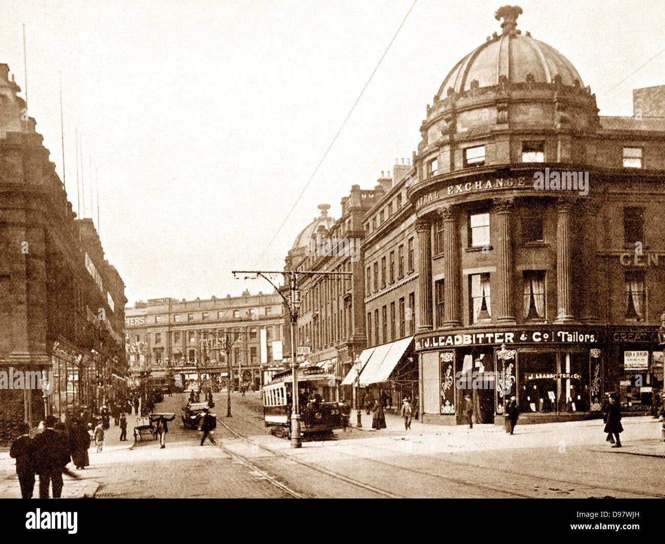 Newcastle-Upon-Tyne Market Street early 1900s Stock Photo