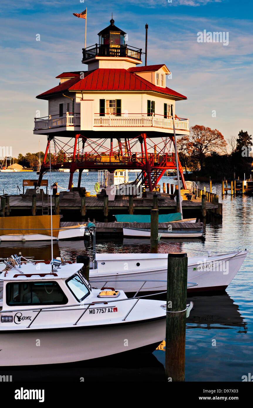 Drum Point Lighthouse, in the harbor of Solomon's Island, Maryland