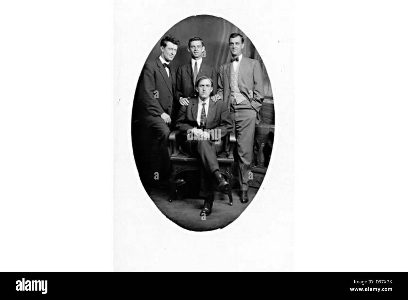 Photographic postcard of four IWW members, c. 1920s-1930s. Stock Photo