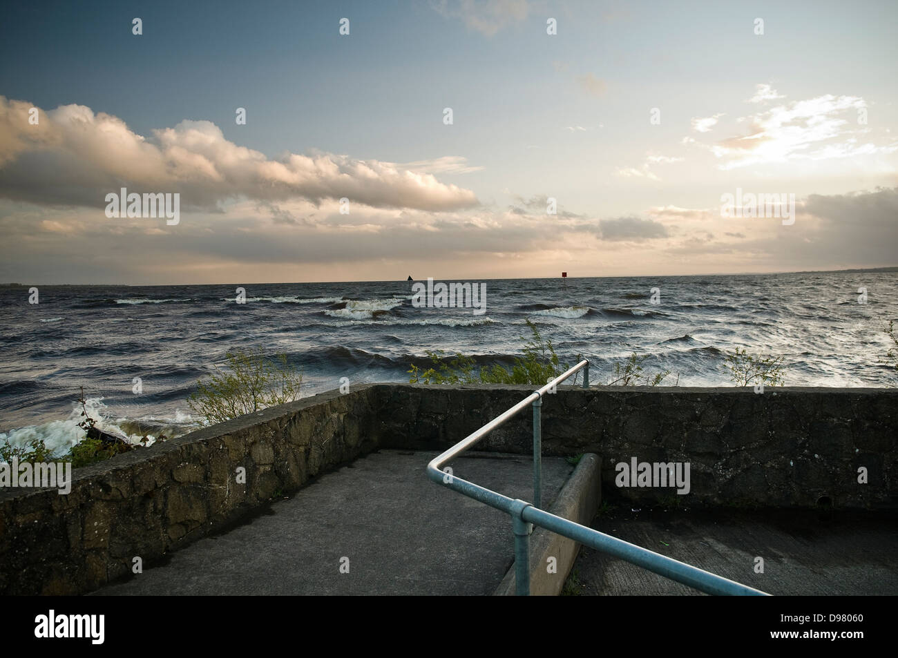 Viewing point on the banks of Lough Neagh, County Antrim, Northern Ireland, UK Stock Photo