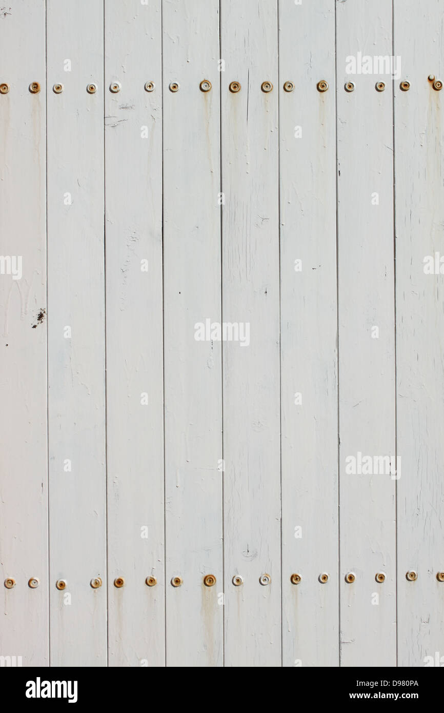 White fence in painted wood Stock Photo