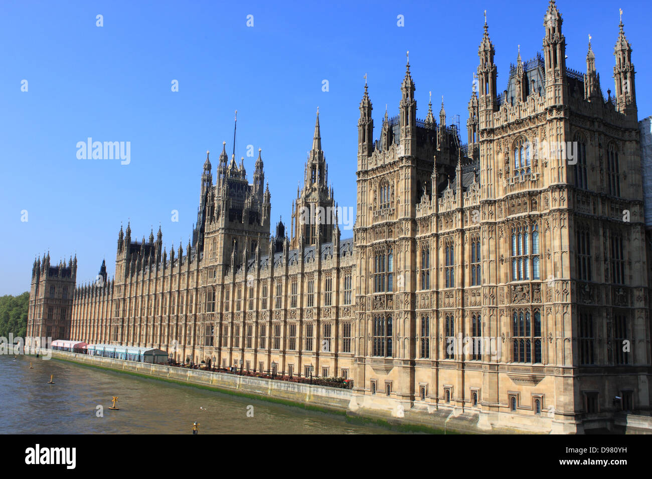 Landscape view of the Houses of Parliament in London, UK Stock Photo