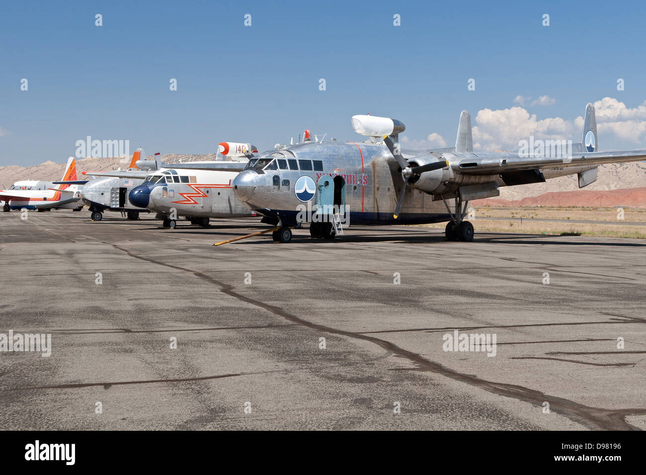 Hawkins and Powers aircraft on the tarmac in Greybull, Wyoming, prior to  auction in 2006 Stock Photo - Alamy