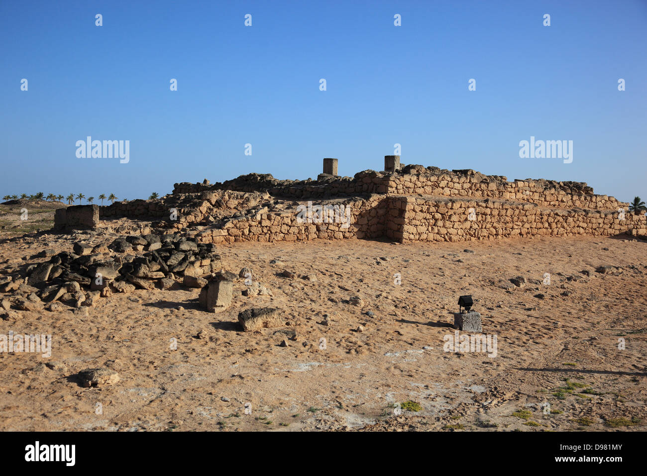 Settlement leftovers of the town and incense harbour of Al-Baleed, Unesco world cultural heritage, Salalah, Oman Stock Photo