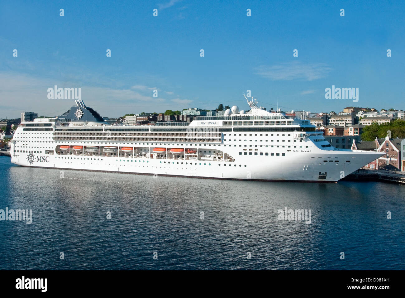 Cruise ship MSC Opera berthed in Stavanger, Norway Stock Photo