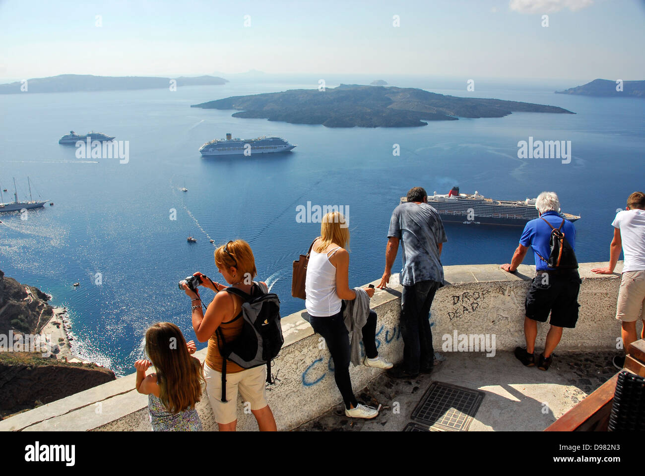 Cliff-top town of Fira on the Island of Santorini in the Aegean Sea, Greece Stock Photo