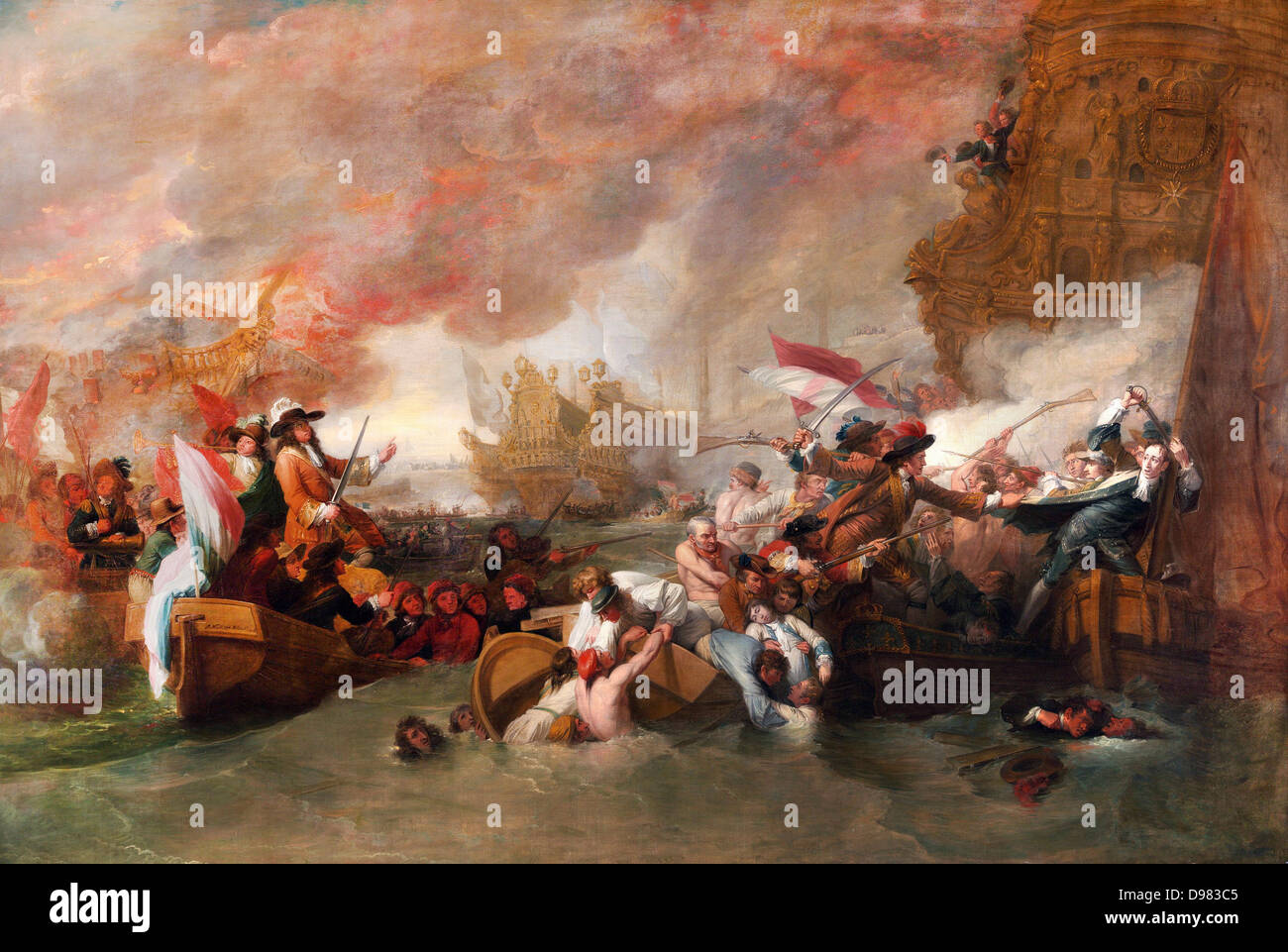 Benjamin West, The Battle of La Hogue 1778 Oil on canvas. Yale Center for British Art, New Haven, Connecticut, USA. Stock Photo