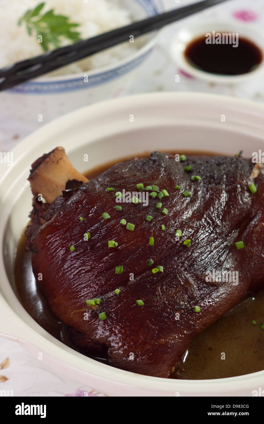 Braised Ham Hock in Soy Sauce Stock Photo