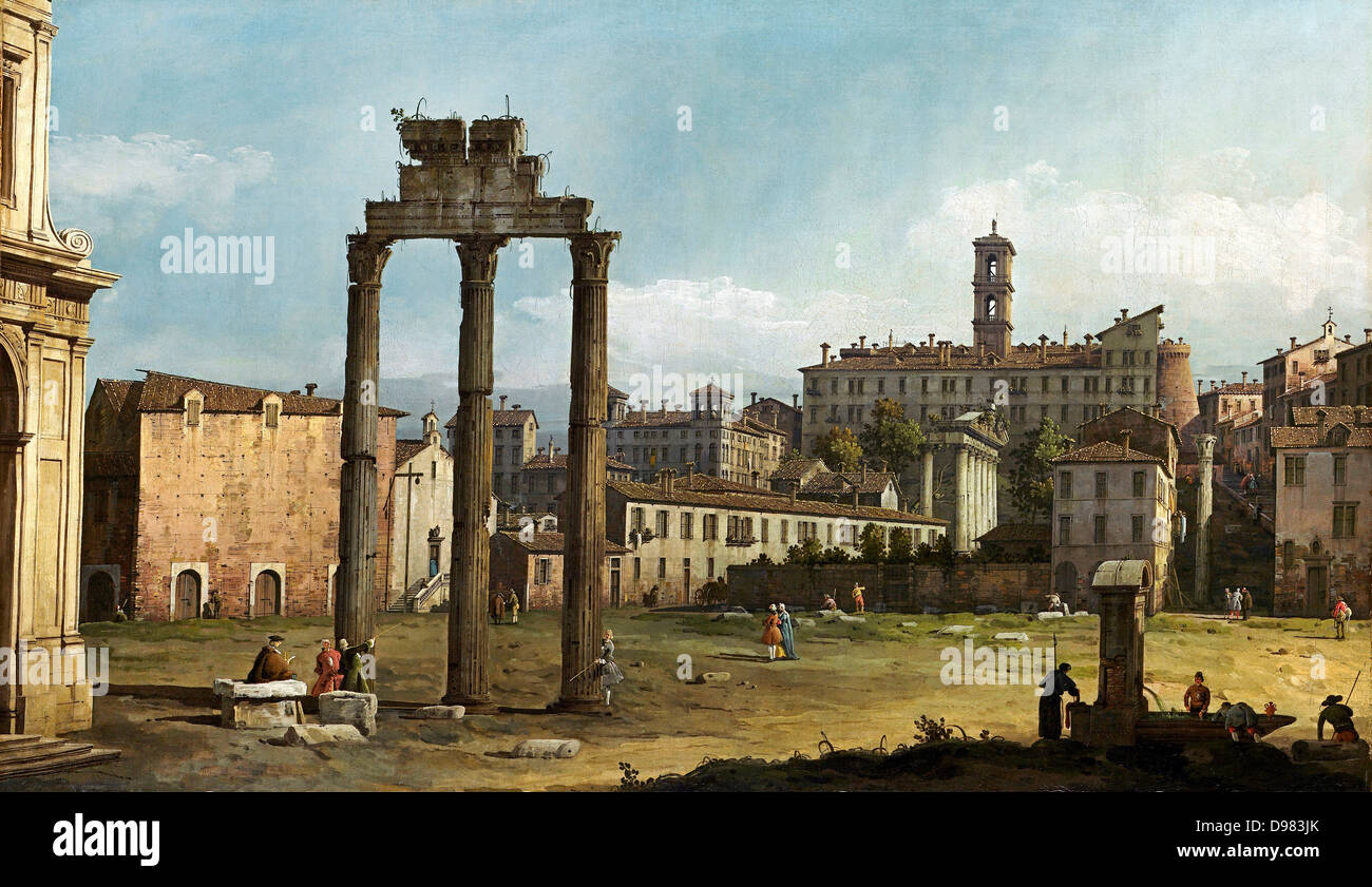 Bernardo Bellotto, called Canaletto, Ruins of the Forum, Rome. Circa 1743. Oil on canvas. National Gallery of Victoria, Australi Stock Photo